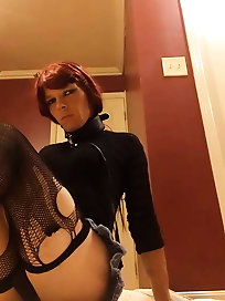 Fantastical tranny bitch is touching herself