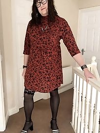 Red dress and stockings