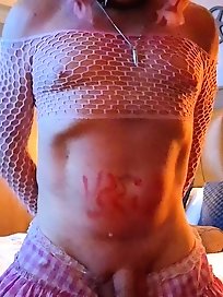 A nice girl in a sexy dress plays a little sissy